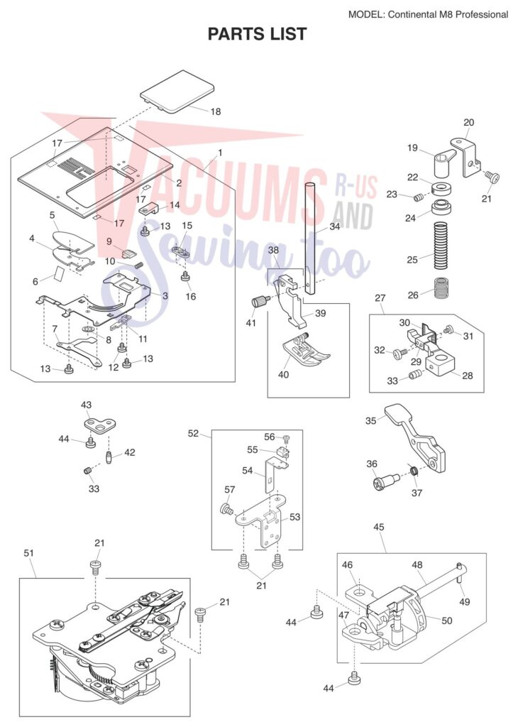 Janome CM8 exploded schematic diagram (page 7)