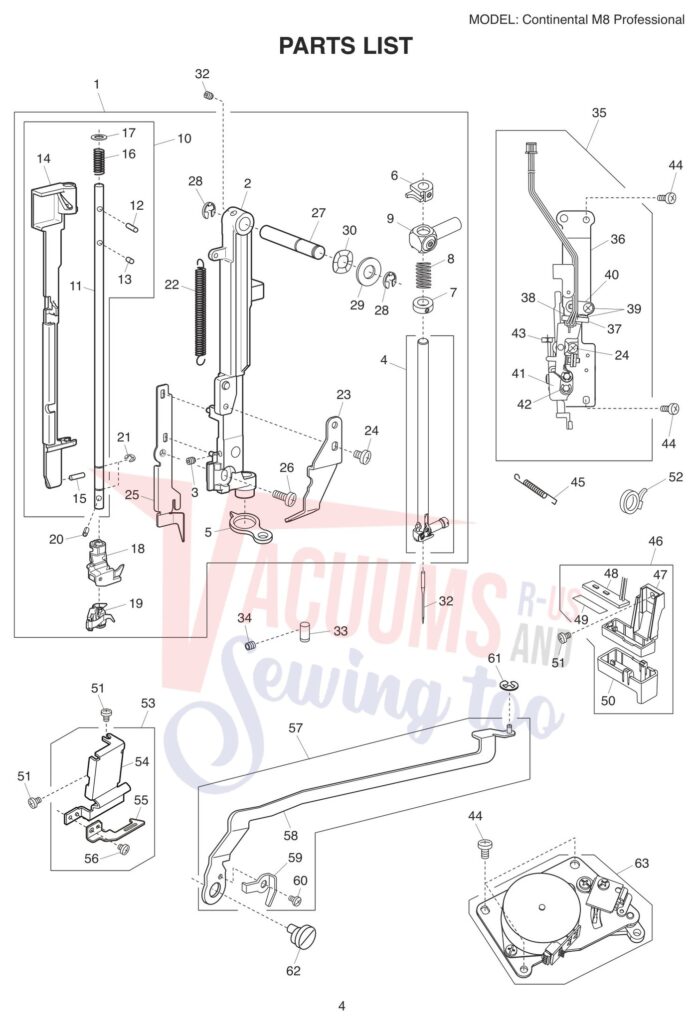 Janome CM8 exploded schematic diagram (page 8)