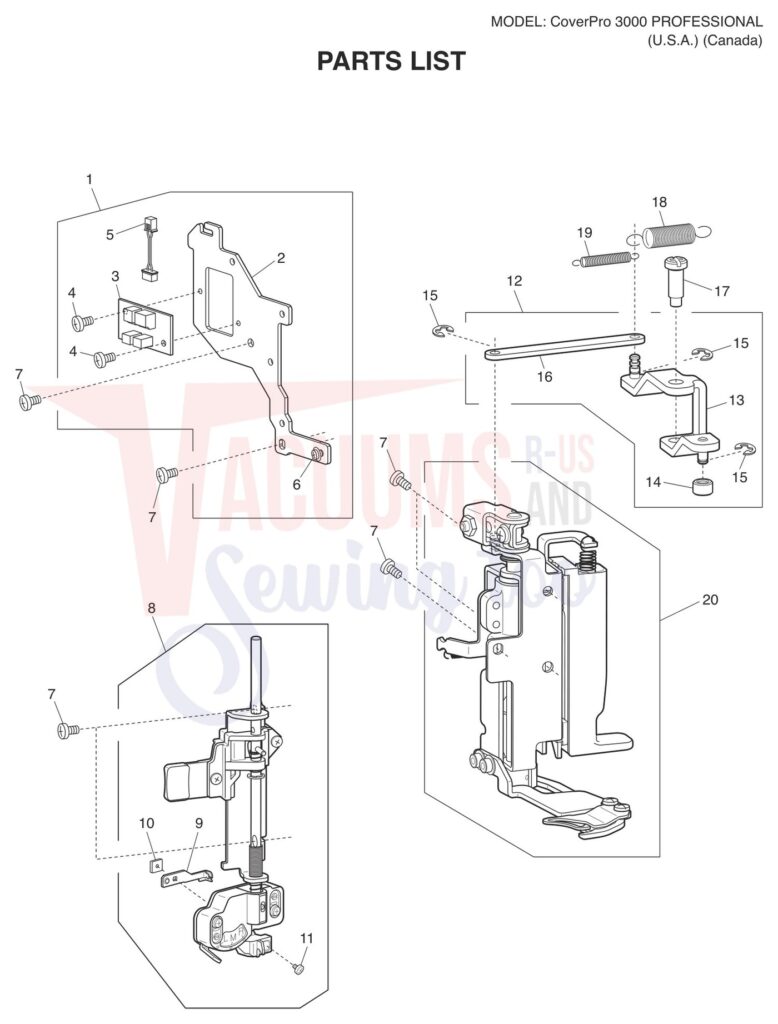 Janome CP3000P exploded schematic diagram (page 7)