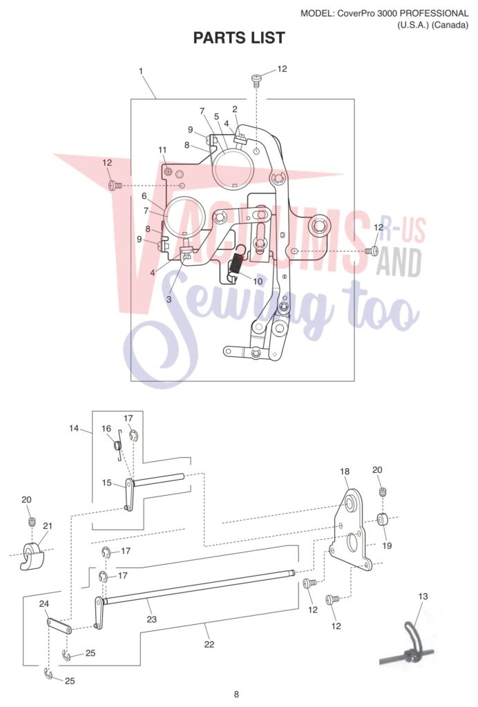 Janome CP3000P exploded schematic diagram (page 10)