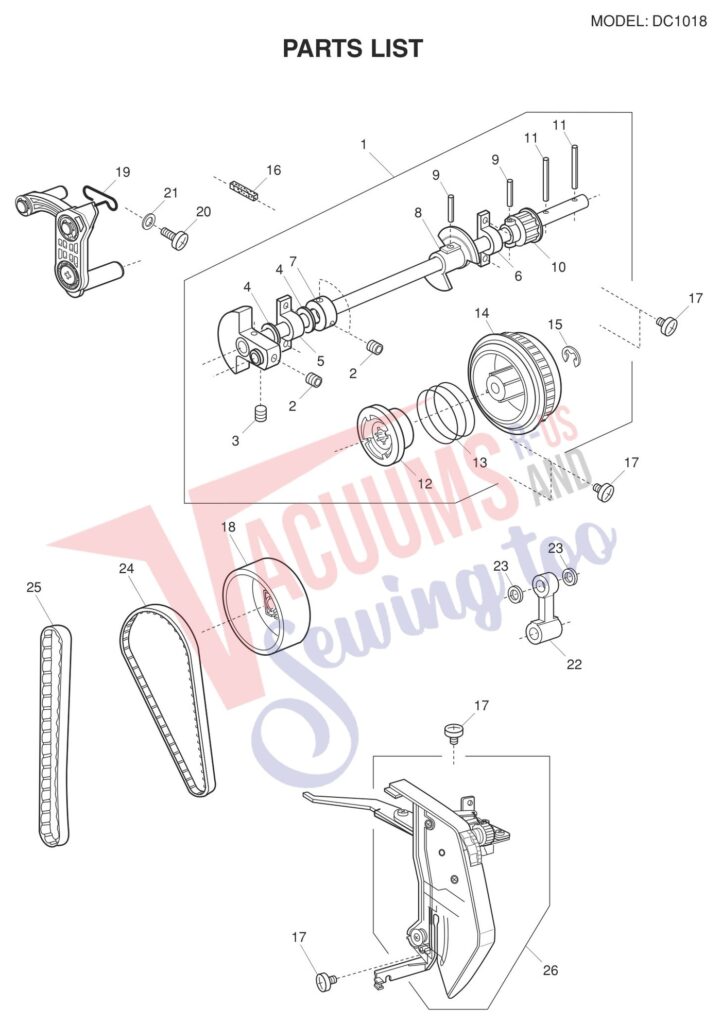 Janome DC1018 exploded schematic diagram (page 1)