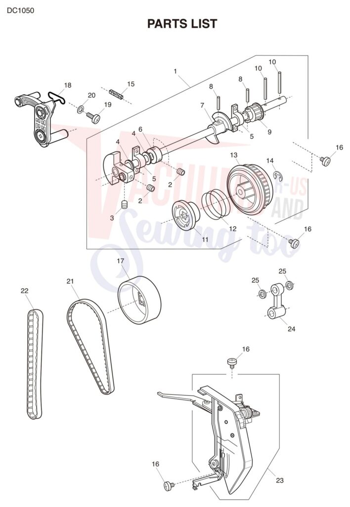 Janome DC1050 exploded schematic diagram (page 1)