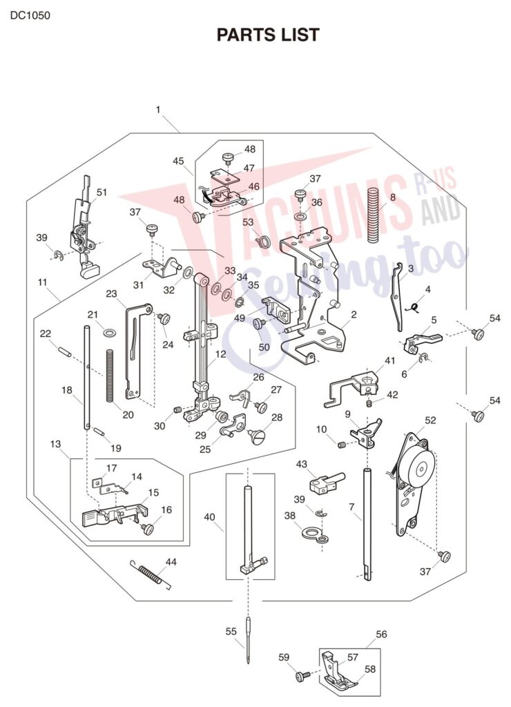 Janome DC1050 exploded schematic diagram (page 2)