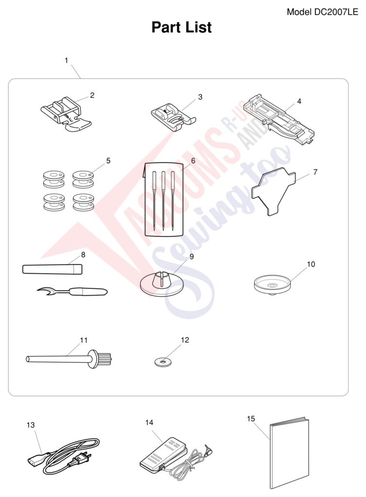 Janome DC2007LE exploded schematic diagram (page 9)