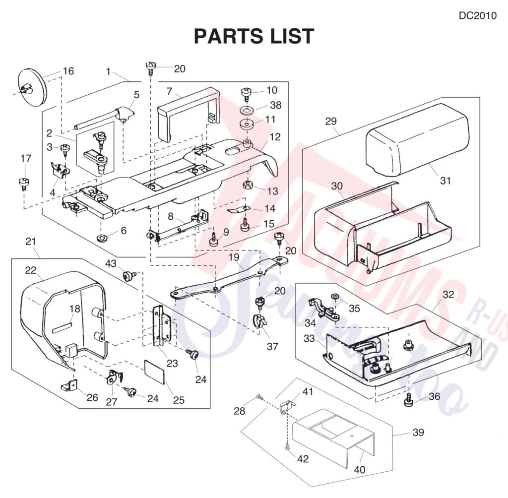 Janome DC2010 exploded schematic diagram (page 1)
