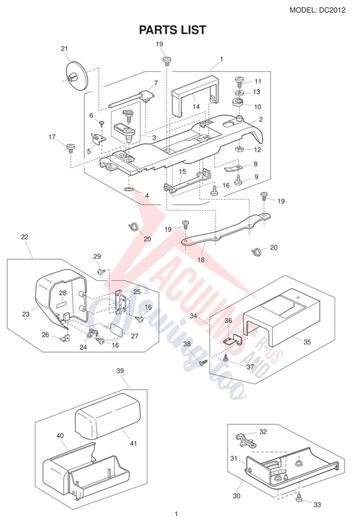 Janome DC2012 exploded schematic diagram (page 1)