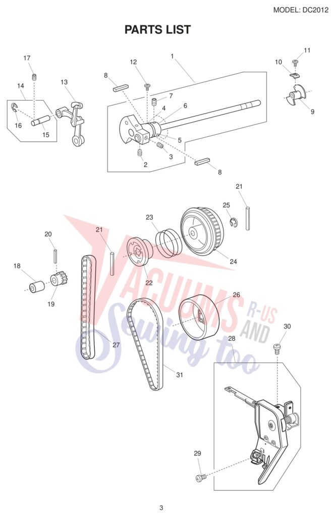 Janome DC2012 exploded schematic diagram (page 3)