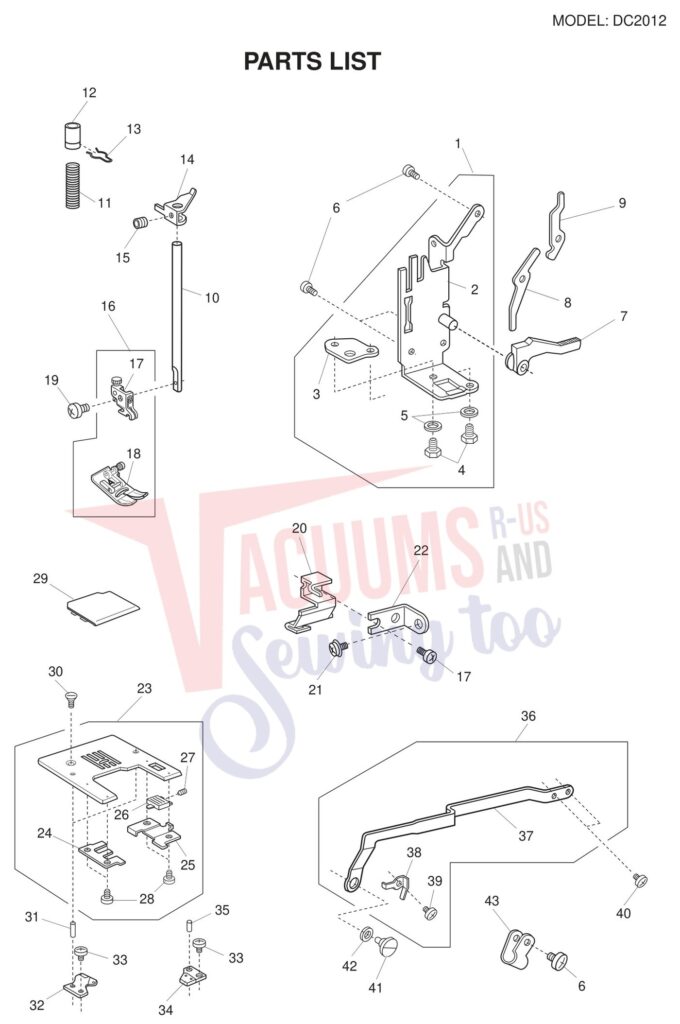 Janome DC2012 exploded schematic diagram (page 6)