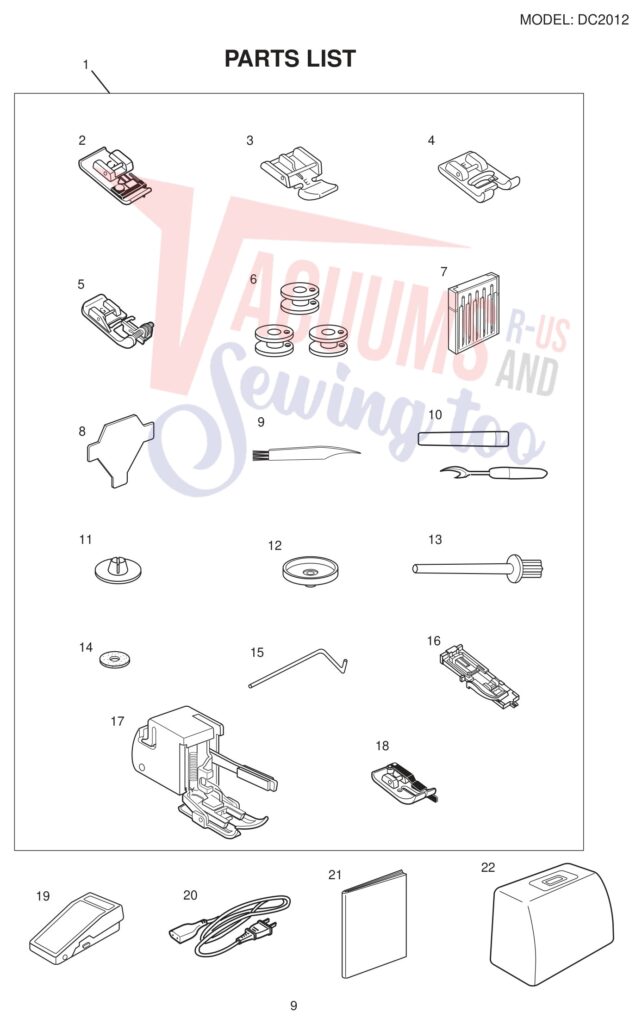 Janome DC2012 exploded schematic diagram (page 9)