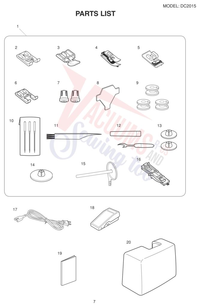 Janome DC2015 exploded schematic diagram (page 7)
