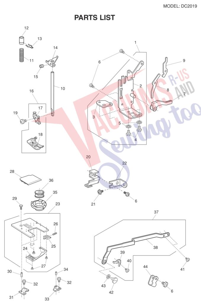 Janome DC2019 exploded schematic diagram (page 6)