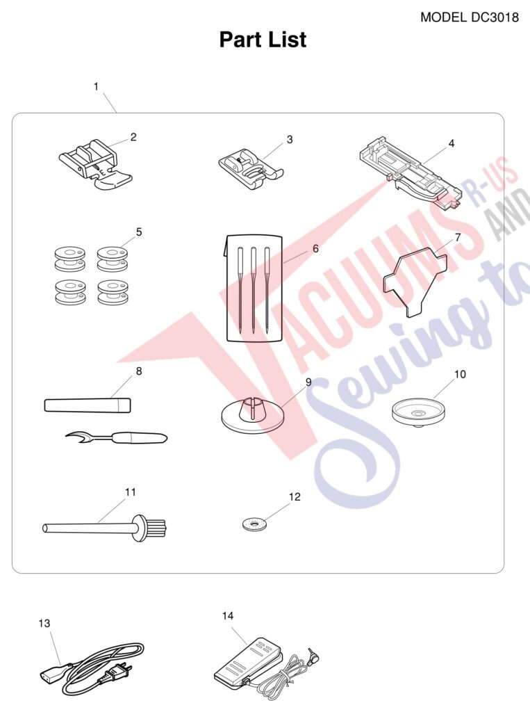 Janome DC3018 exploded schematic diagram (page 9)