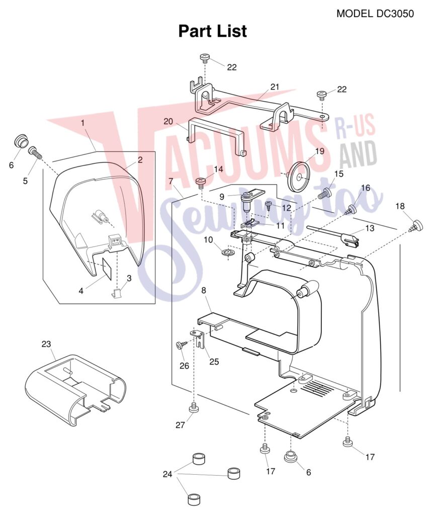 Janome DC3050 exploded schematic diagram (page 1)