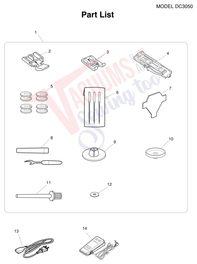 Janome DC3050 exploded schematic diagram (page 9)