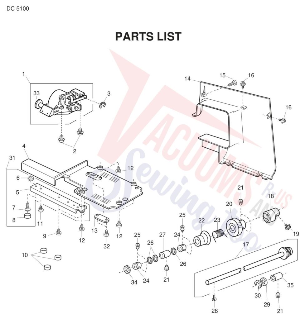 Janome DC5100 exploded schematic diagram (page 5)