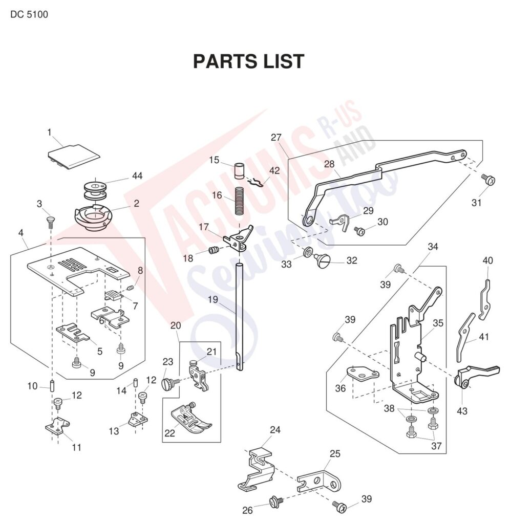 Janome DC5100 exploded schematic diagram (page 6)