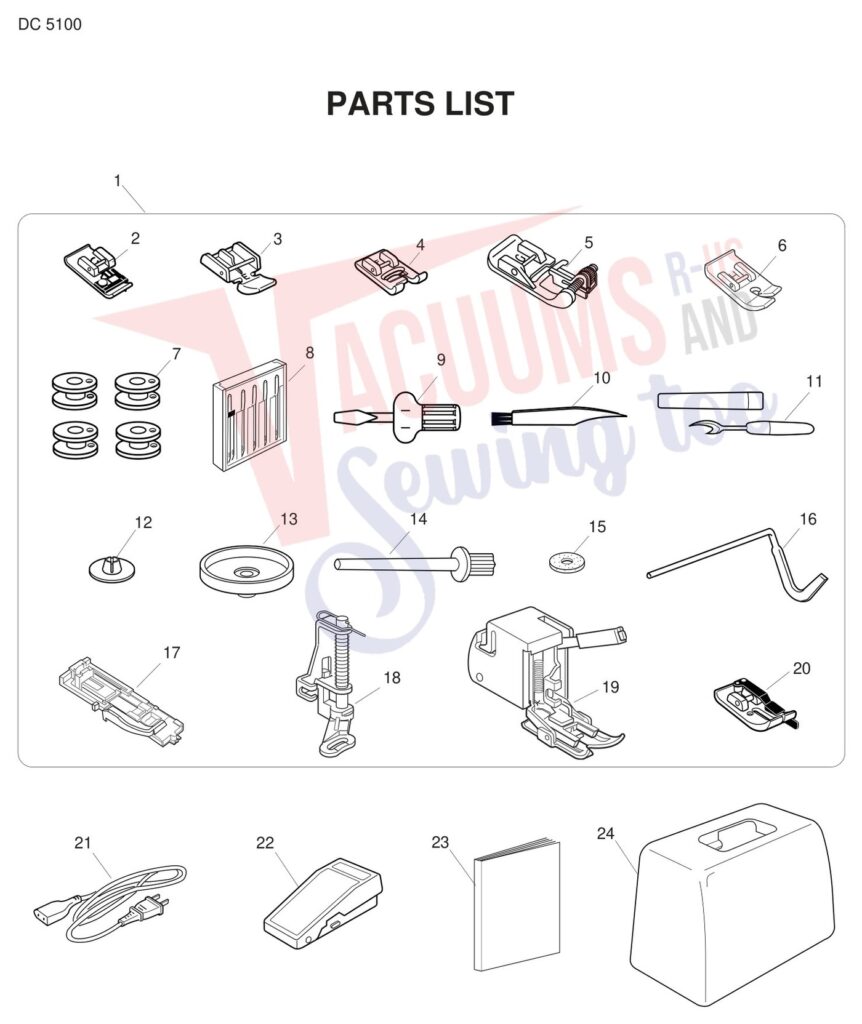 Janome DC5100 exploded schematic diagram (page 9)