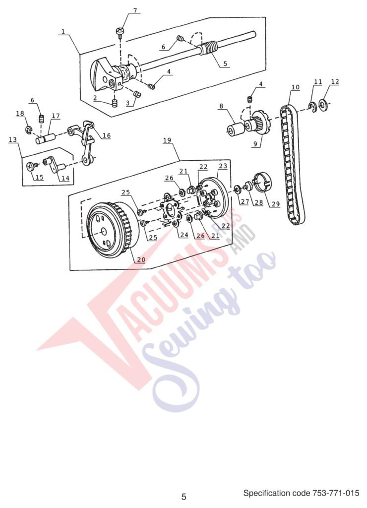 Janome DS3500 exploded schematic diagram (page 6)