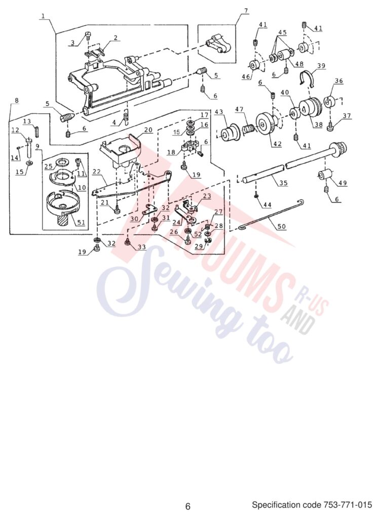 Janome DS3500 exploded schematic diagram (page 7)