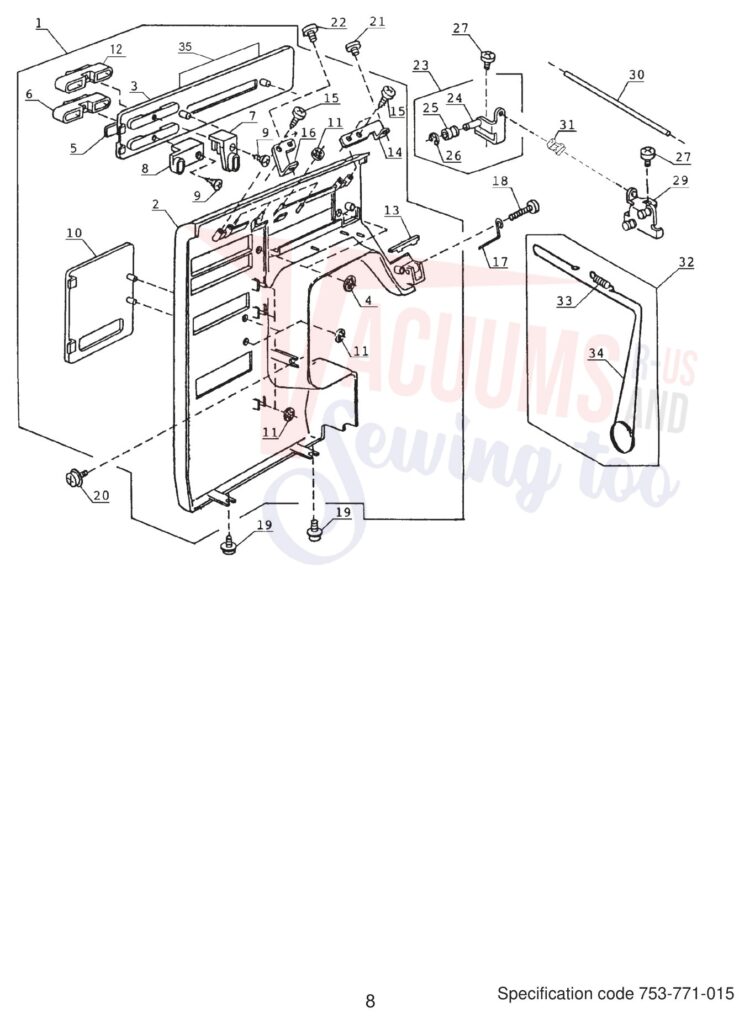 Janome DS3500 exploded schematic diagram (page 9)