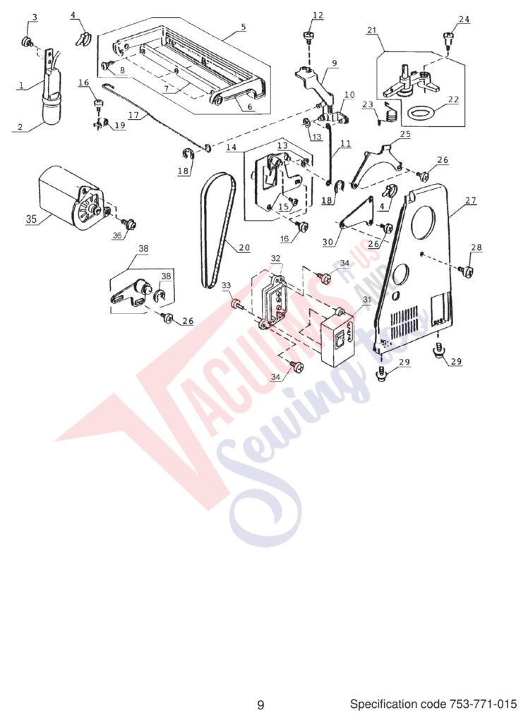 Janome DS3500 exploded schematic diagram (page 10)