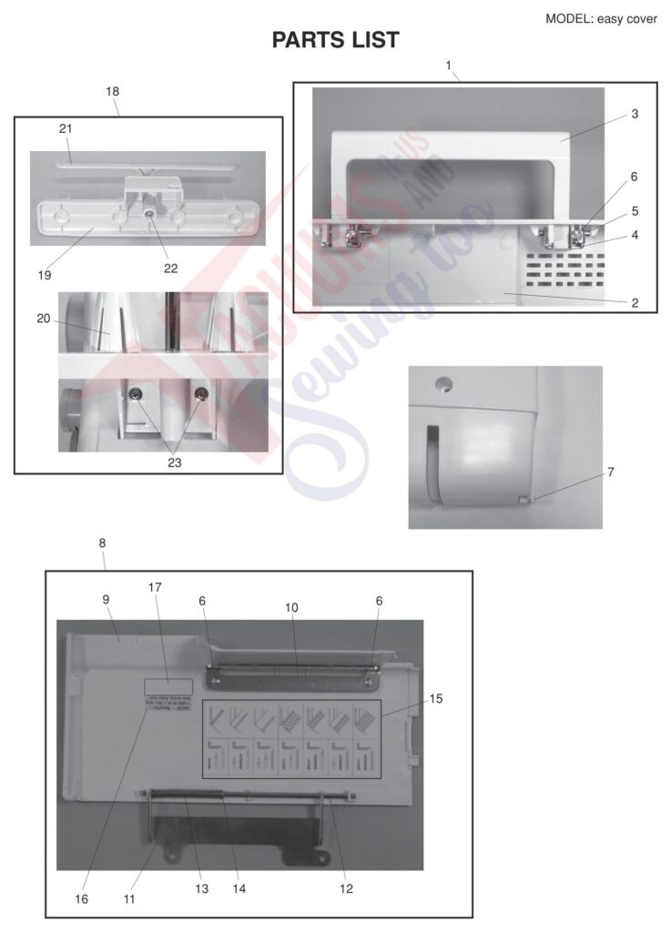 Elna EASYCOVER V3 exploded schematic diagram (page 1)