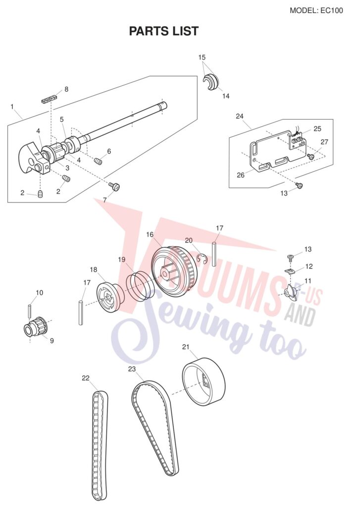 Necchi EC100 exploded schematic diagram (page 4)