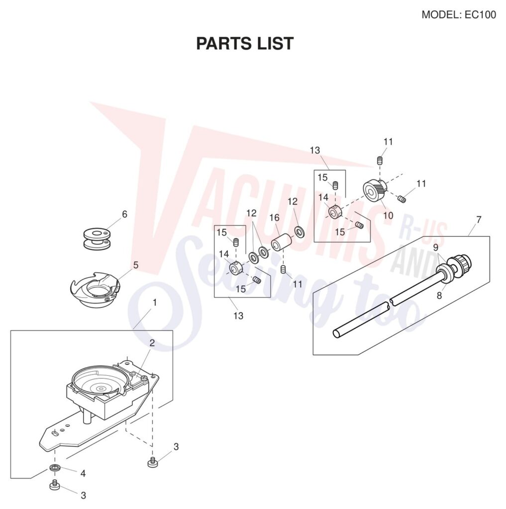 Necchi EC100 exploded schematic diagram (page 5)