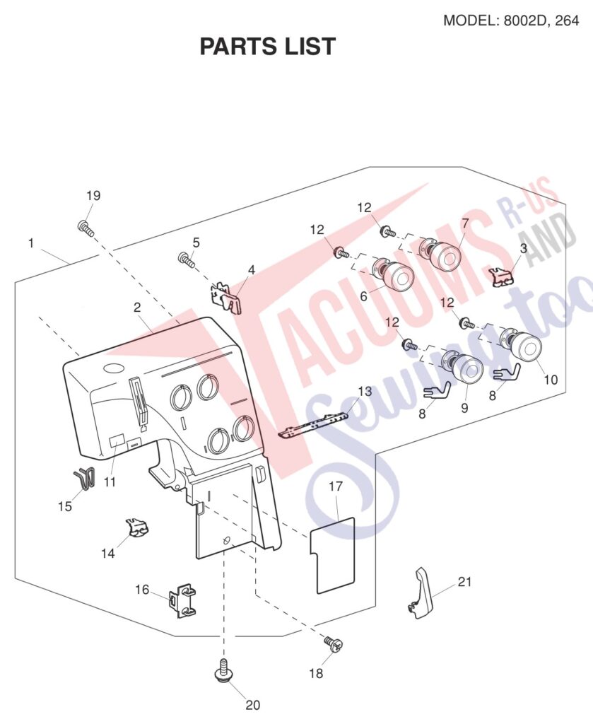 Elna EL264 V2 exploded schematic diagram (page 1)
