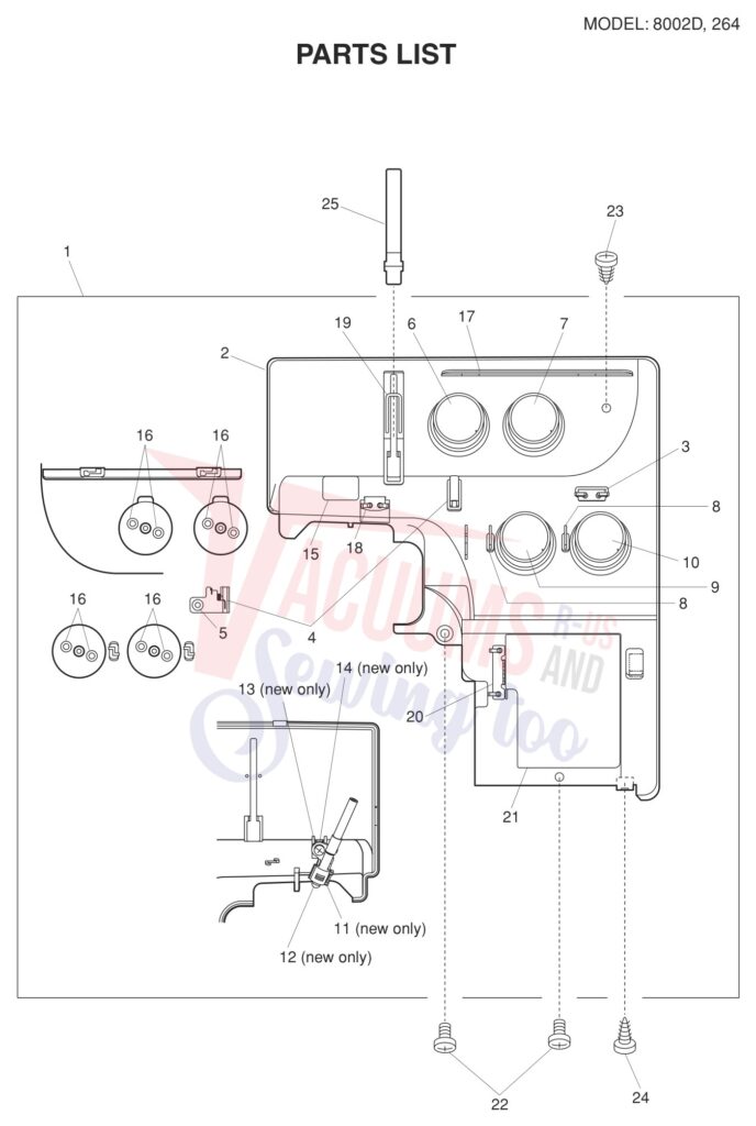 Elna EL264 V3 exploded schematic diagram (page 1)