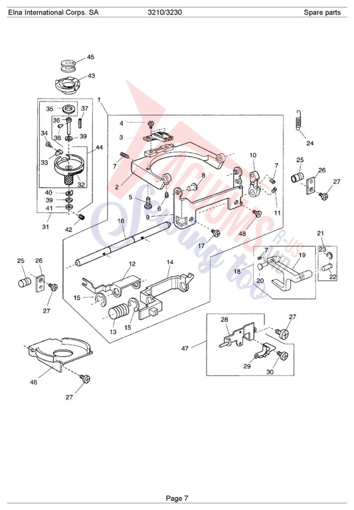 Elna EL3210 exploded schematic diagram (page 9)