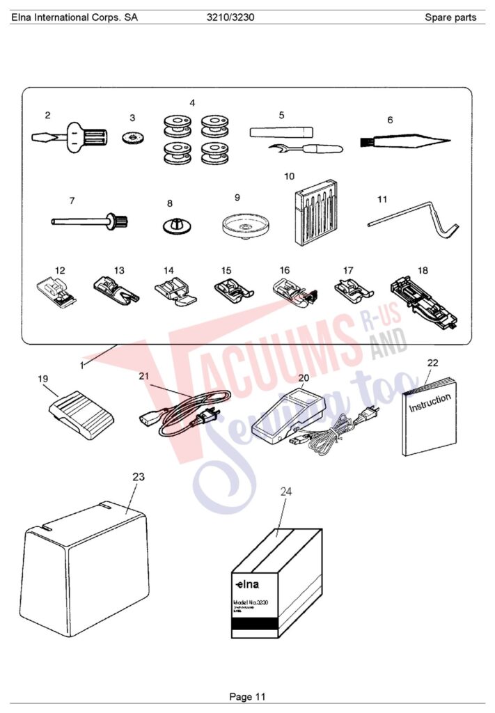 Elna EL3230 exploded schematic diagram (page 3)