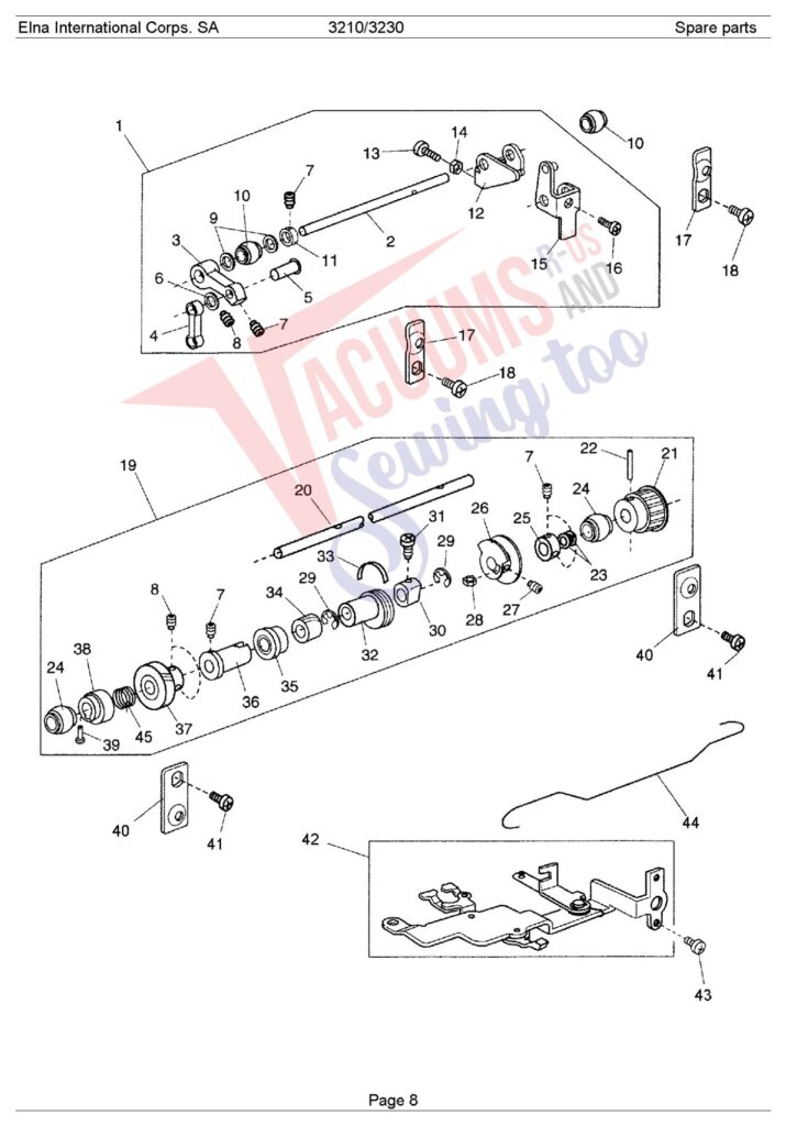 Elna EL3230 exploded schematic diagram (page 10)