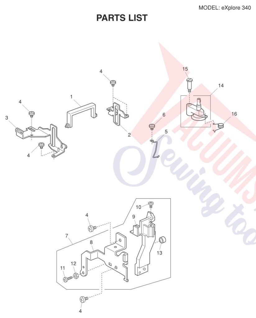 Elna EL340 V2 exploded schematic diagram (page 1)