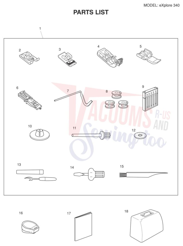 Elna EL340 V2 exploded schematic diagram (page 3)