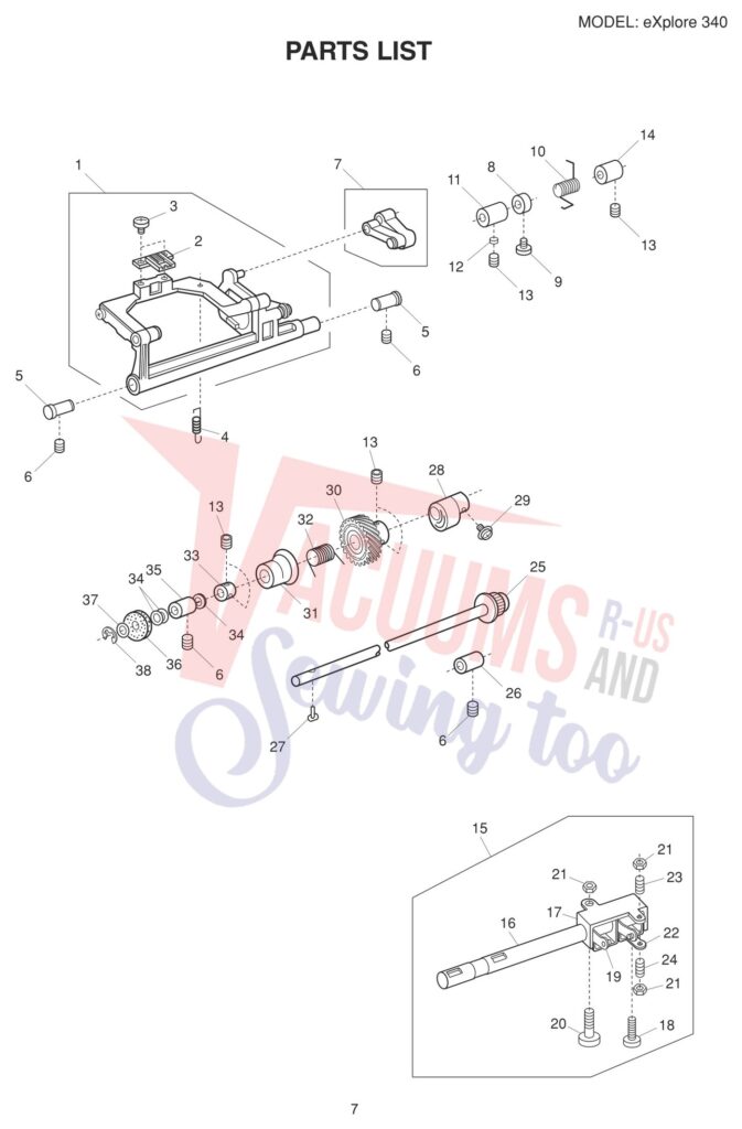 Elna EL340 V2 exploded schematic diagram (page 9)