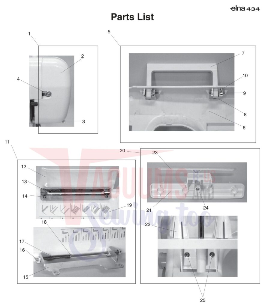 Elna EL434 exploded schematic diagram (page 1)