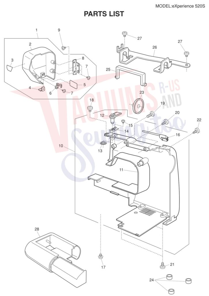 Elna EL520S exploded schematic diagram (page 1)