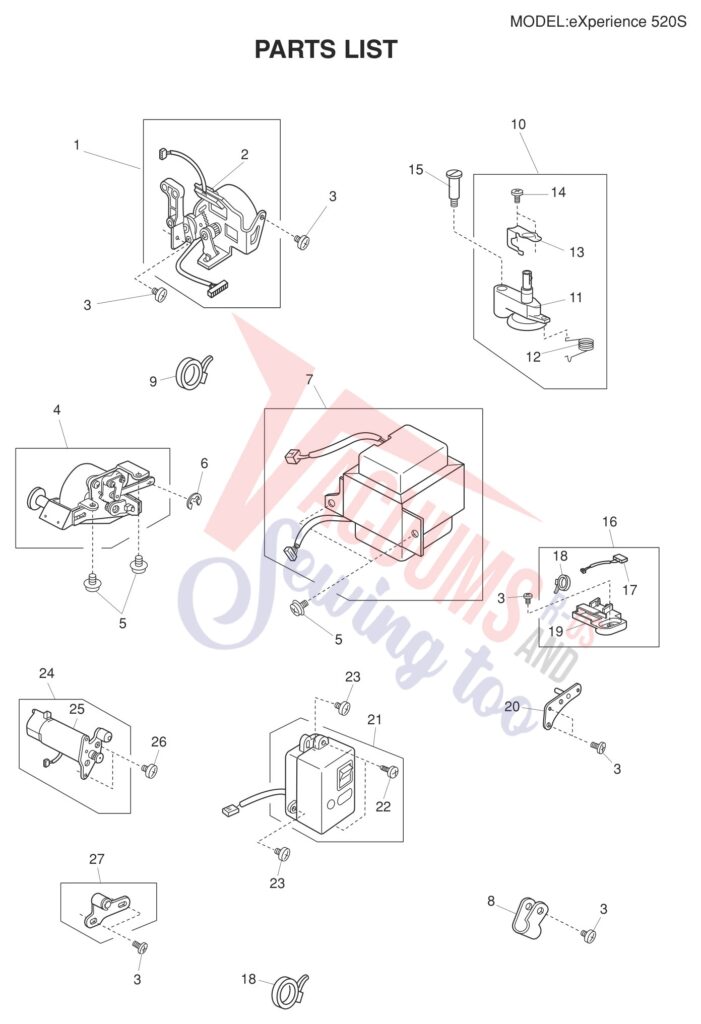 Elna EL520S exploded schematic diagram (page 10)