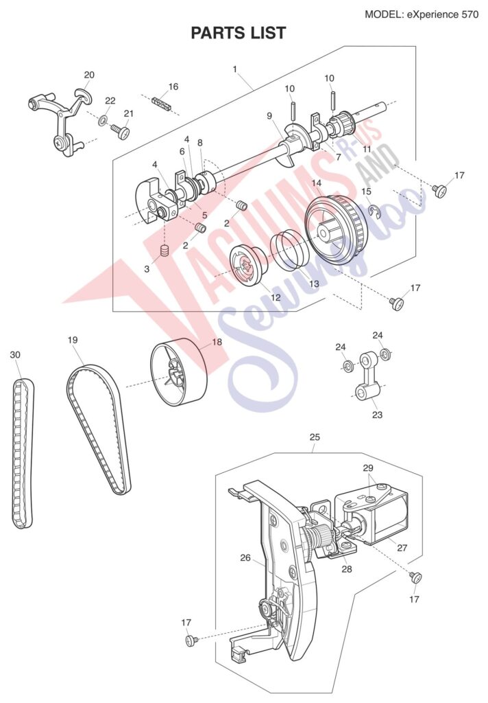 Elna EL570A exploded schematic diagram (page 1)