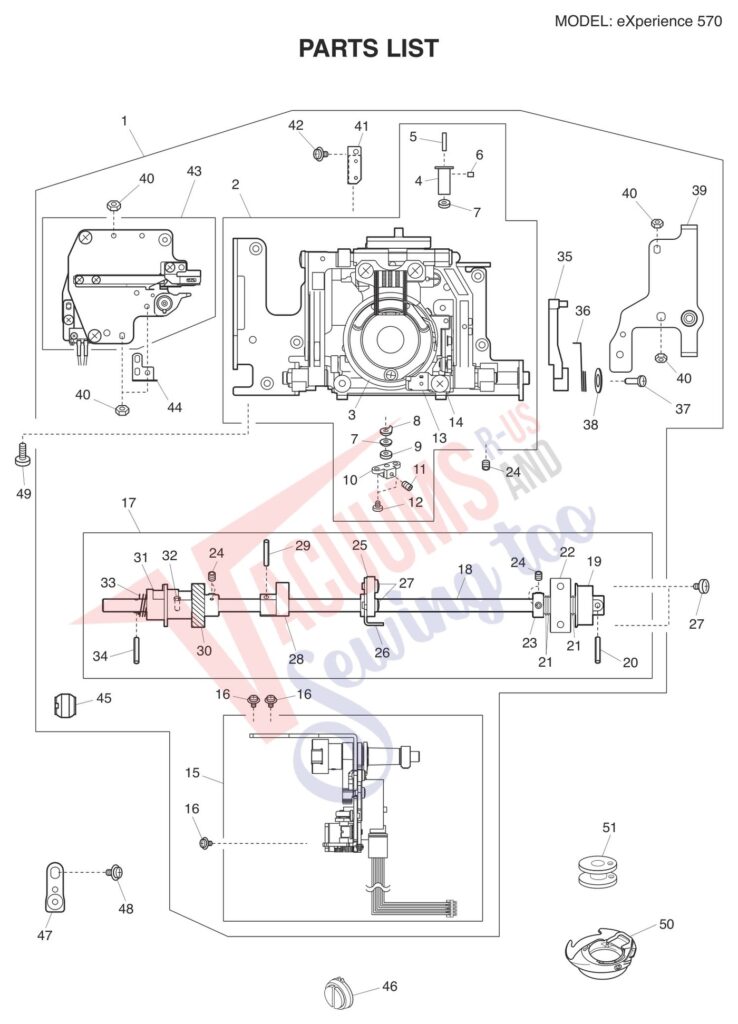 Elna EL570A exploded schematic diagram (page 3)
