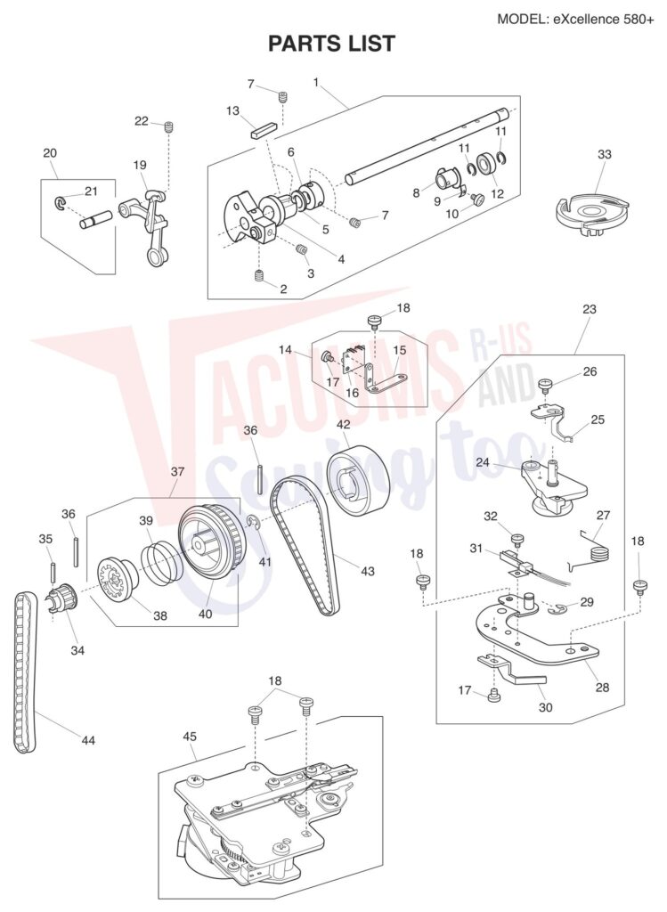 Elna EL580PLUS V2 exploded schematic diagram (page 7)