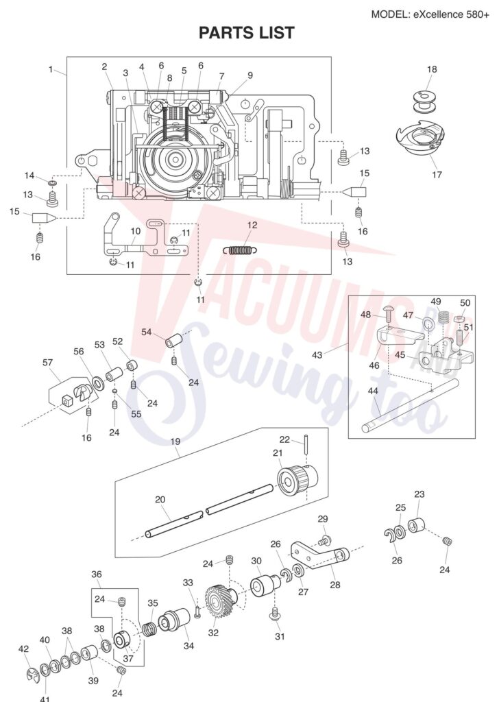 Elna EL580PLUS V2 exploded schematic diagram (page 8)