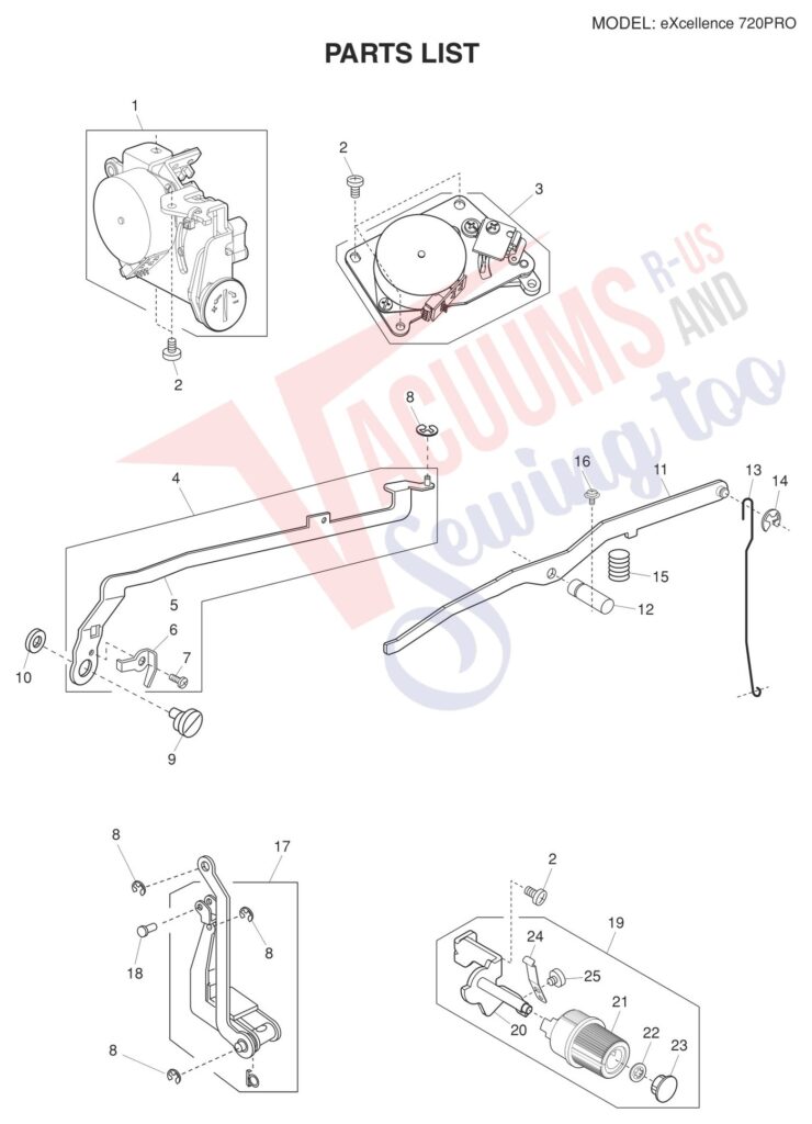 Elna EL720PRO exploded schematic diagram (page 17)