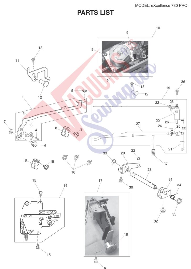 Elna EL730PRO exploded schematic diagram (page 9)