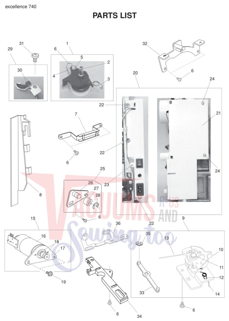 Elna EL740 V2 exploded schematic diagram (page 2)