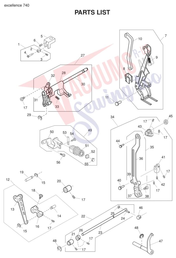 Elna EL740 V2 exploded schematic diagram (page 7)