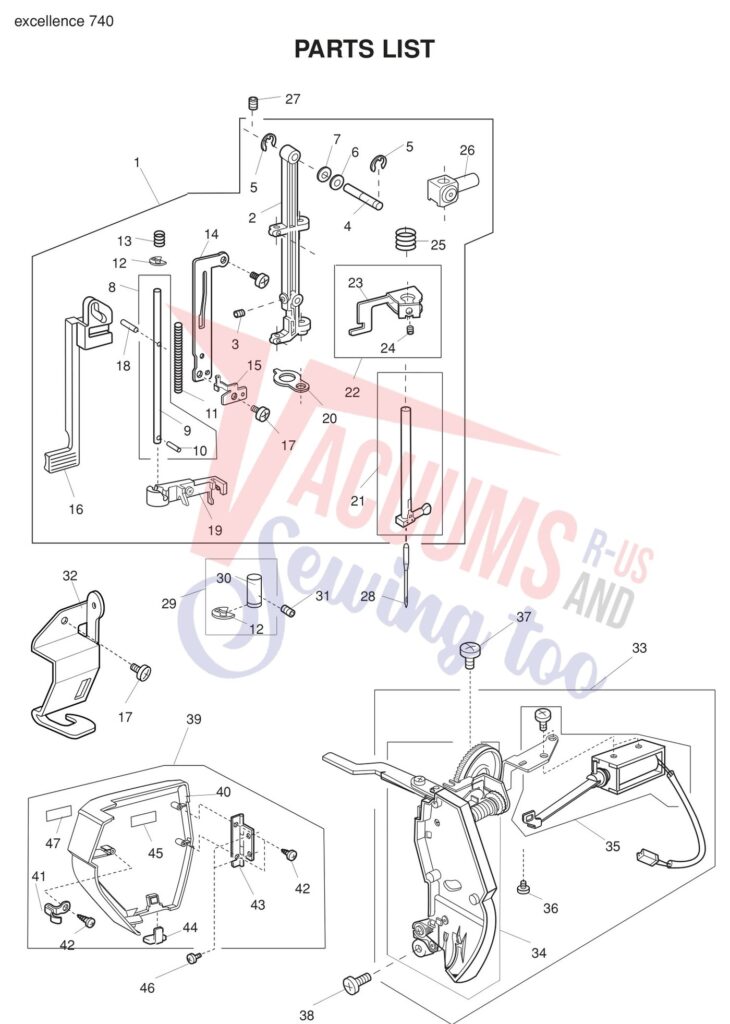 Elna EL740 V2 exploded schematic diagram (page 8)