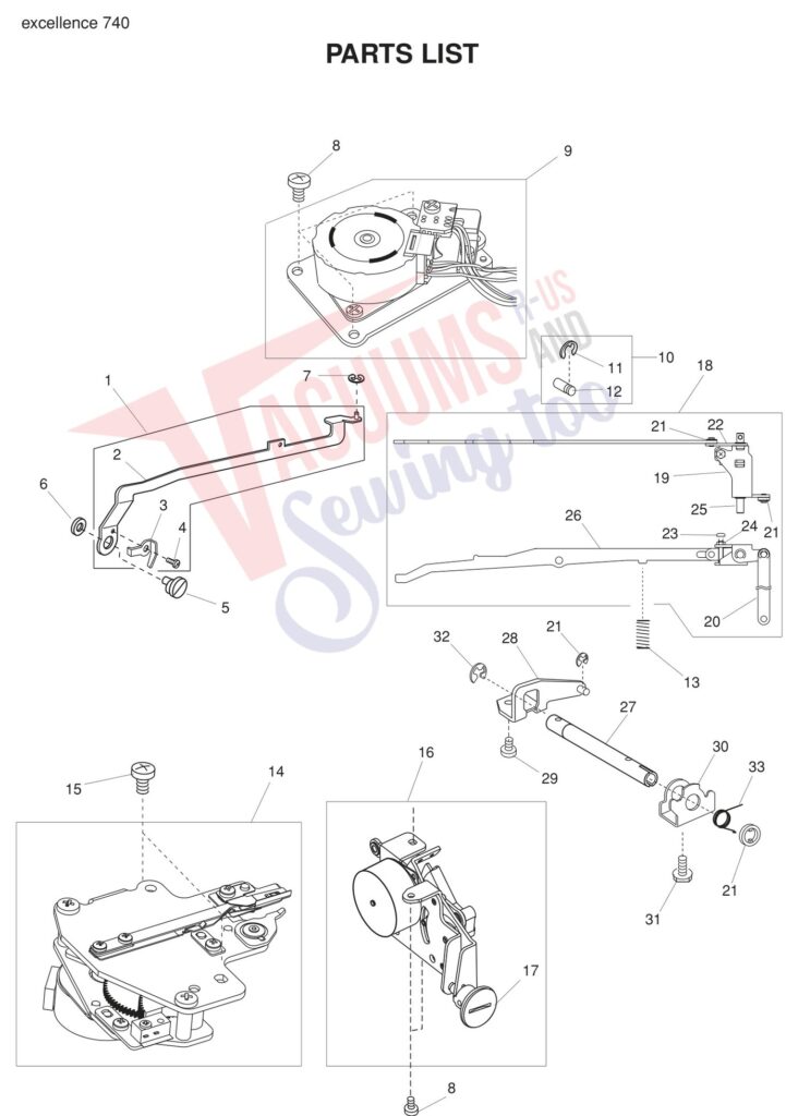 Elna EL740 V2 exploded schematic diagram (page 9)