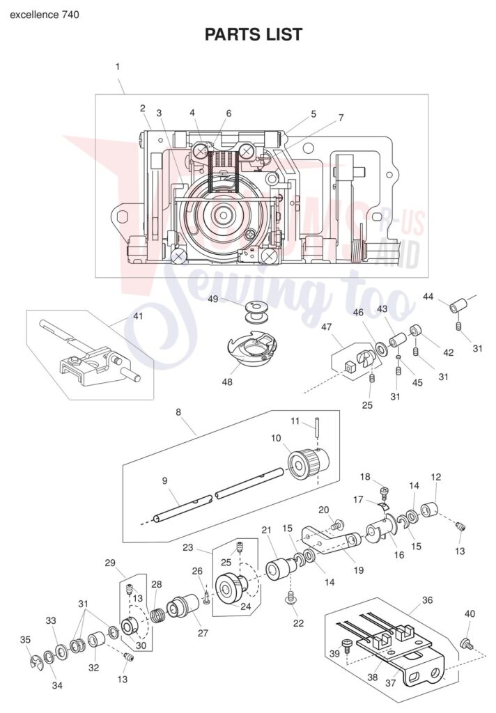 Elna EL740 V2 exploded schematic diagram (page 11)